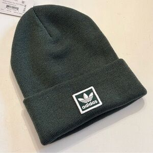 ADIDAS UNISEX ORIGINALS TALL UTILITY BEANIE MINERAL GREEN/WHITE NEW